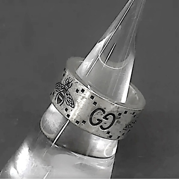 GUCCI GG Logo Bee Silver 925 Ring - Picture 3 of 6